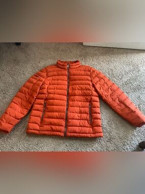 Louis Castel Men's Orange Quilted Puffer Jacket - Size 100 (Large) - Lightweight